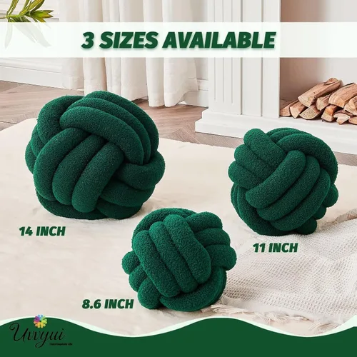 Miniatura 2 de Uvvyui Bola de almohada de nudo, almohadas decorativas suaves para el hogar, almohada redonda, almohada de felpa anudada hecha a mano, cojín redondo
