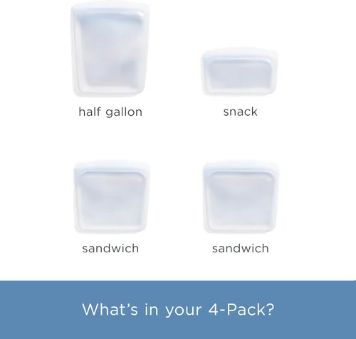 Miniatura 4 de Bolsas reutilizables de almacenamiento de alimentos Stasher de silicona premium, paquete de 4, transparentes, bolsas de almacenamiento de alimentos
