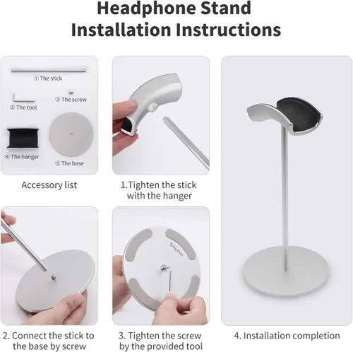 Miniatura 7 de Srhythm Soporte para auriculares, soporte de auriculares de metal para ahorrar espacio y mostrar