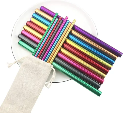 Miniatura 4 de Gugrida Pajitas de metal de acero inoxidable de 8.5 pulgadas, reutilizables, juego de 3 popotes – Cepillo de limpieza de color ultra largo