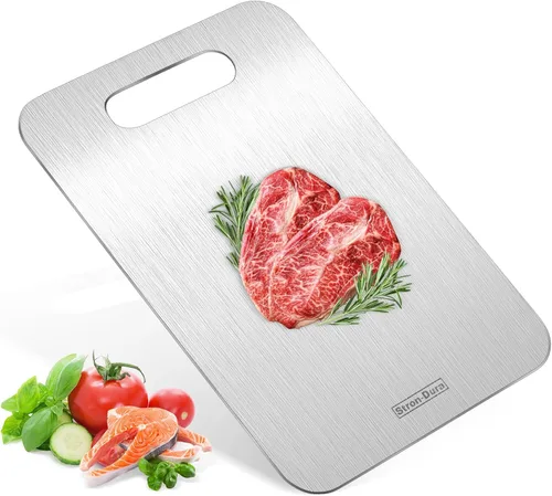 Miniatura 8 de Stron-Dura - Tabla de cortar de acero inoxidable 304 de grado alimenticio para cocina, para cortar carne, frutas, verduras, exteriores o interiores