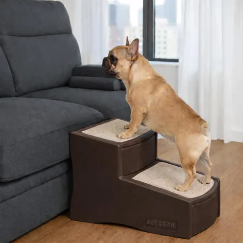 Miniatura 8 de Escalera para mascotas de 2 escalones para gatos y perros de hasta 75 libras, Chocolate