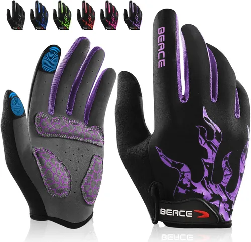 BEACE Guantes de ciclismo para hombres y mujeres, guantes de ciclismo de montaña con pantalla táctil y palma de silicona antideslizante, guantes de