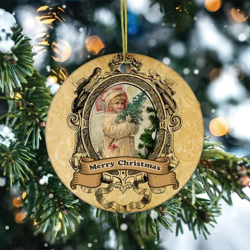 Miniatura 2 de Adornos de árbol de Navidad, adornos de Navidad, adornos de Navidad, adornos de recuerdo, decoración del hogar, textura de papel, colgantes redondos