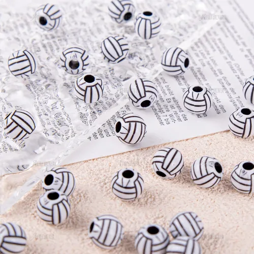 Miniatura 8 de AUEAR, 50 piezas de cuentas de béisbol de 12 mm para hacer joyas deportivas, collar, pulsera, decoración artesanal, accesorios