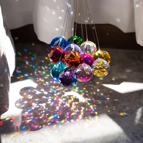 H&D Hyaline & Dora 20 mm de cristal K9 multicolor facetado de Feng Shui para decoración, paquete de 12