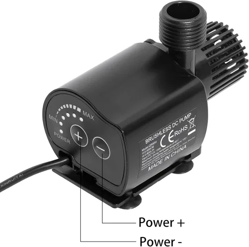 Miniatura 6 de Bomba de agua sumergible de 12 V, flujo ajustable de 210 GPH para acuario/fuente/hidroponía, bomba de CC silenciosa con boquillas de latón