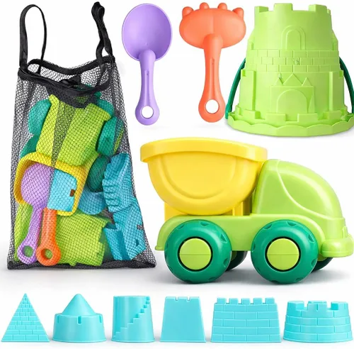 TOY Life Juguetes de playa para niños pequeños de 3 a 5 años, juegos de construcción de juguetes de caja de arena con camión volquete de cubo de