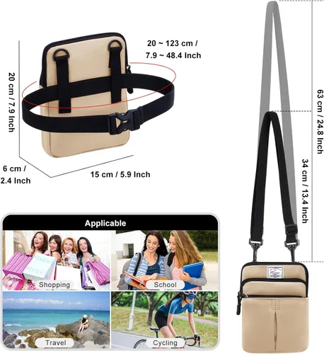 Miniatura 3 de Kamo Bolso Multifuncional para Teléfono de Un Solo Hombro, Bolso de Cintura para Teléfono, Bolso Diagonal Cruzado, Estuche para Teléfono Inteligente