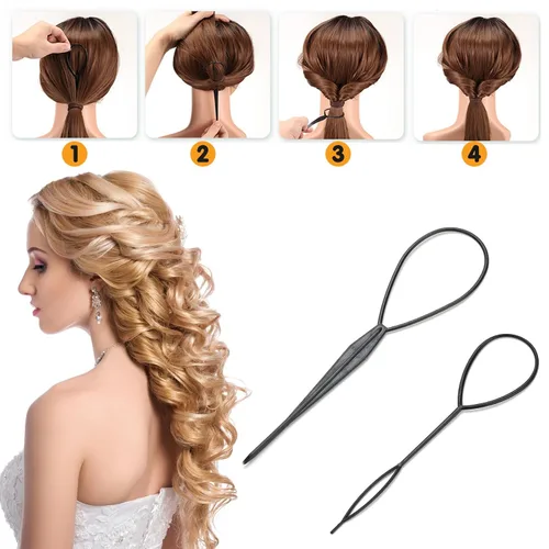 Miniatura 6 de Juego de 31 piezas para hacer moños para el cabello, juego de accesorios de peinado más completo (negro)