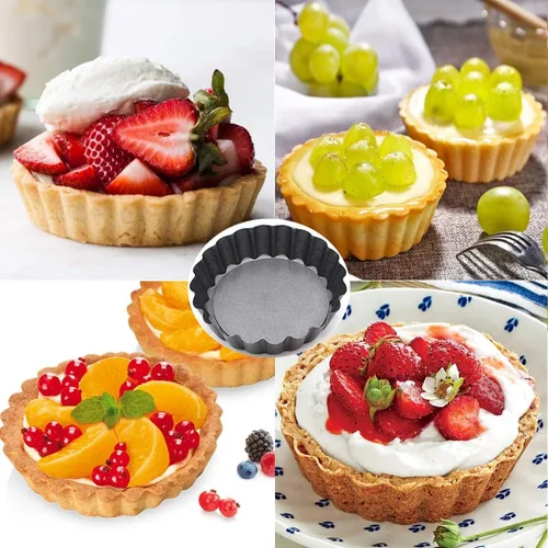 Miniatura 5 de Mini sartenes para tartas, antiadherentes de 4 pulgadas, mini sartén para quiche con parte inferior extraíble, juego de 6 (4 pulgadas)