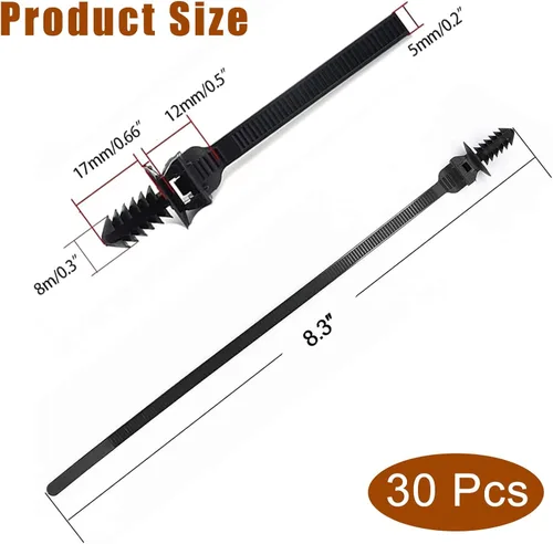 Miniatura 2 de Benliu - 30 bridas de nailon para cables de montaje a presión, 8.3 x 0.2 pulgadas, nailon resistente, surtido de autobloqueo para atar cables