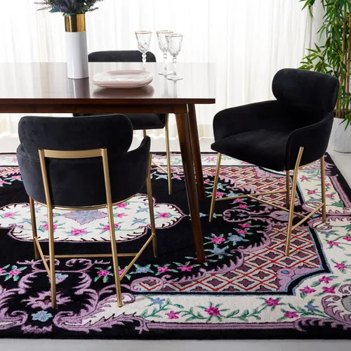 Miniatura 18 de SAFAVIEH Bellagio Collection - Alfombra decorativa de 2 x 3 pies, azul y rosa, hecha a mano de lana de medallón, ideal para zonas de alto tráfico
