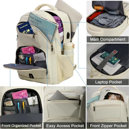Miniatura 2 de RAINSMORE Mochila para laptop de 17 pulgadas, mochila de viaje grande para mujer, mochila impermeable para computadora, trabajo, universidad, bolsa