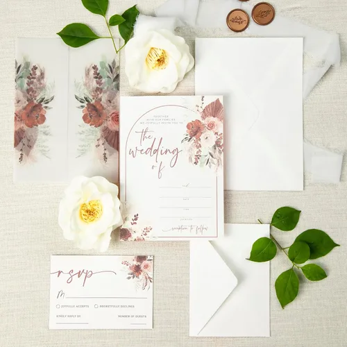 Miniatura 10 de Juego de 30 Invitaciones de Boda con Sobres y Tarjetas RSVP, Invitaciones de Boda con Plantas, Incluye Invitación Rellenable de 5 x 7 Pulgadas