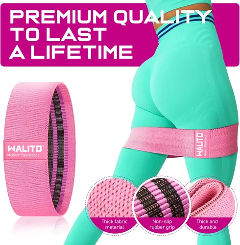 Miniatura 2 de WALITO Bandas de Resistencia para Entrenamiento, Bandas de Ejercicio de Tela para Piernas y Glúteos, Bandas de Entrenamiento para Mujeres y Hombres