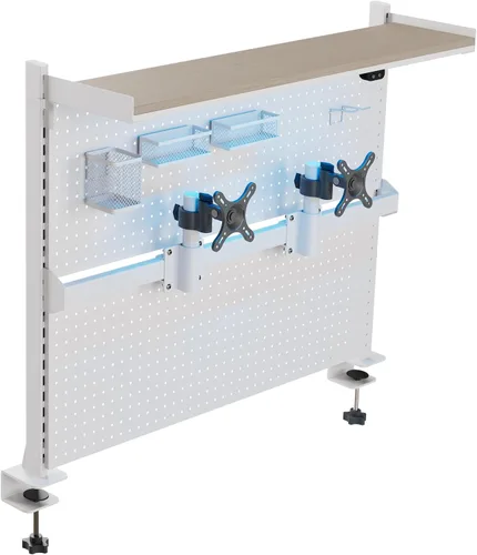 Miniatura 9 de EUREKA ERGONOMIC Tablero de clavijas con soporte para dos monitores, tablero de clavijas de acero para escritorio, accesorios para computadora