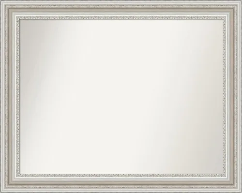 Miniatura 415 de Amanti Art Espejo de baño plateado para sobre el fregadero, 26 x 26 pulgadas, espejo cuadrado de plata antigua, marco de madera tradicional mediano