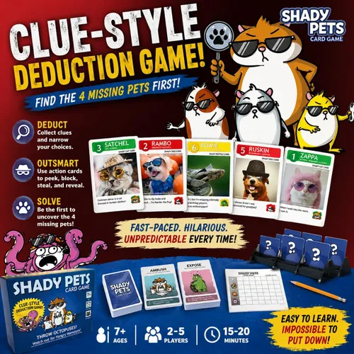 Miniatura 4 de Shady Pets Juego de cartas: divertido juego familiar para niños, adolescentes y adultos, de 2 a 6 jugadores, ideal para noches de juegos, fiestas