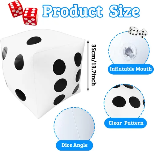 Miniatura 2 de Paquete de 3 dados inflables gigantes de 13 pulgadas, divertidos dados inflables gigantes grandes para juegos de mesa en interiores y exteriores
