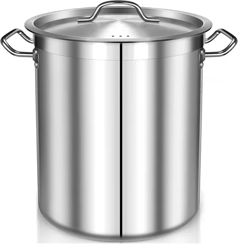 Miniatura 9 de Olla de 20 cuartos de galón - Olla de acero inoxidable con tapa – Olla de cocina resistente para sopa, guisado, pasta – Uso comercial y doméstico