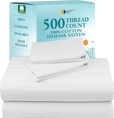Miniatura 28 de Sábanas de algodón tamaño King dividido para cama ajustable, satén de algodón 100% con 500 hilos, ajuste ceñido, juego con sábanas bajeras Twin-XL