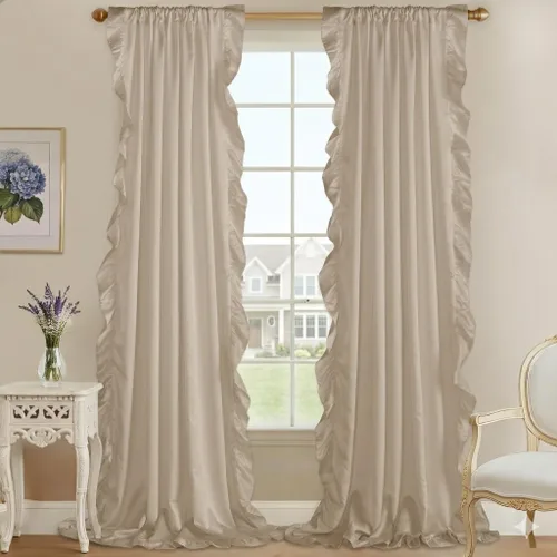 Miniatura 7 de StangH Cortinas blancas románticas victorianas con volantes, cortinas de filtro de luz que protegen la privacidad, seda sintética, ideal