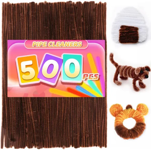 Miniatura 25 de Praisebank Limpiapipas marrones para manualidades, 200 piezas, tallos de felpilla para proyectos de bricolaje, suministros de arte y manualidades