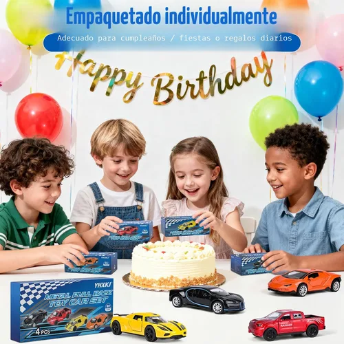 Miniatura 7 de Paquete de 4 autos de juguete, 1/36 de metal fundido a presión con puertas abiertas, juego de autos de juguete para niños de 3, 4, 5, 6, 7, 8, 9