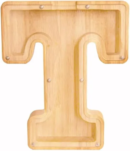 Miniatura 23 de Alcancía de 26 letras del alfabeto inglés A-Z, alcancía de madera transparente de gran capacidad, caja de ahorro de monedas personalizada