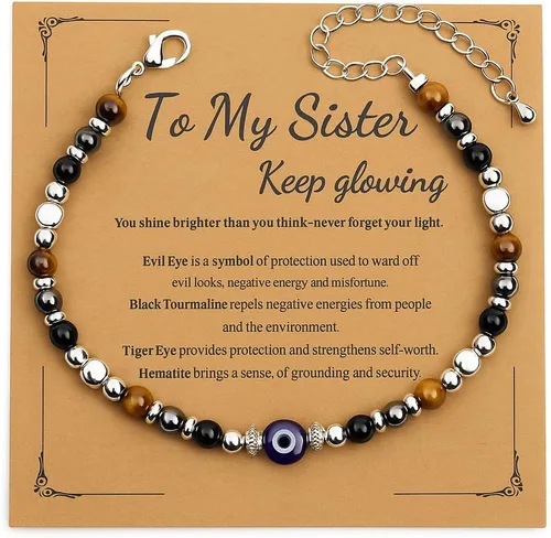 Miniatura 21 de Pulsera de protección, protección empática, cristales de obsidiana negra y pulsera de piedras curativas para mujeres, suerte, ansiedad y pulsera