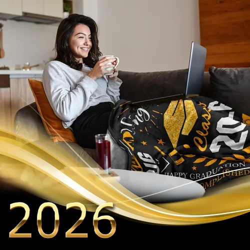 Miniatura 2 de Ryubein Manta de regalo de graduación de 50 x 60 pulgadas, regalos de clase de 2026 para ella él, regalo de graduación de escuela secundaria 2026
