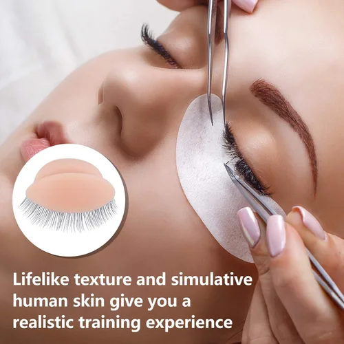 Miniatura 3 de 6 pares de párpados de repuesto para cabeza de maniquí, extraíbles y realistas con pestañas para entrenamiento de pestañas, extensiones de maquillaje