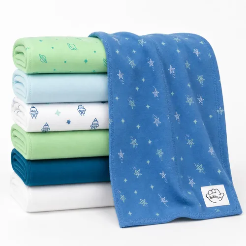 Paños para eructos para niños y niñas, paquete de 7 unidades, grandes, 100% algodón, trapos extraabsorbentes de doble capa, color azul