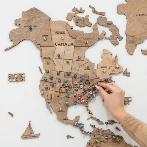Miniatura 7 de ENJOY THE WOOD Mapa del Mundo de Madera 3D Arte de Pared Decoración de Pared Grande - Mapa de Viajes del Mundo - Idea de Regalo para Cualquier Terra