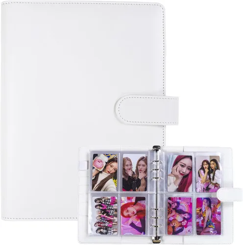 Carpeta para tarjetas fotográficas A5 Kpop con 30 páginas de tarjetas de 4 bolsillos, Carpeta A5 de 6 anillos álbum coleccionador de tarjetas con