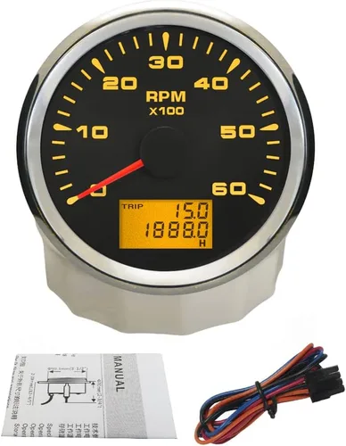 ELING Medidor de tacómetro impermeable de 0 a 6000 RPM para automóvil, camión, barco y yate con retroiluminación de 8 colores, 3.346 in
