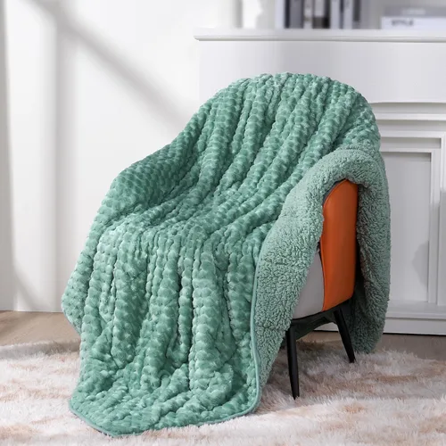 Miniatura 10 de Topblan - Manta de piel sintética para cama y sofá, cobija de sherpa Gris claro