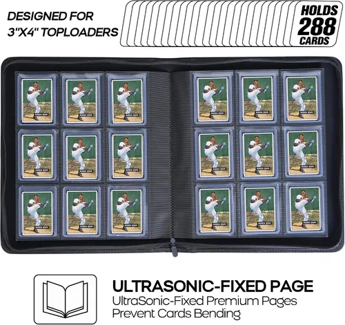 Miniatura 4 de Carpeta Toploader D DACCKIT, contiene 288 cargadores superiores - Carpeta de 9 bolsillos con cargador superior para portatarjetas rígidos de 3" x 4