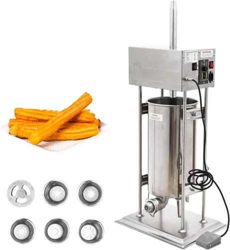 Máquina eléctrica de churro para donas de frutas latinas, capacidad de 15 L, relleno de churrera de acero inoxidable con 4 boquillas, uso comercial