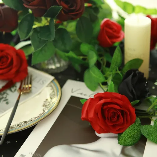 Miniatura 8 de GREENTIME - Guirnalda de flores artificiales 2 unidades, 4 metros de vid de rosas falsas, 9 cabezas de rosas, para arco de boda, centro de mesa