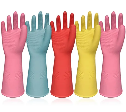 Guantes de Cocina para Lavar Platos - 5 Pares de Guantes de Goma para Limpieza del Hogar, Lavar Platos, Limpieza, Jardinería, Guantes