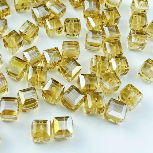 Miniatura 22 de 100 piezas 6 mm cuadrados Cuentas de cristal de colores AB mixtos para hacer joyas Mezcla de colores AB