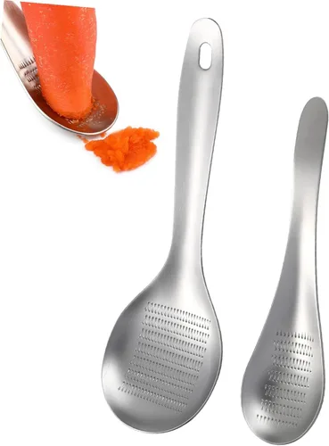 2 piezas de acero inoxidable ajo, jengibre, rallador de cuchara, herramienta de cocina para triturar fácilmente picar para ajo, frutos secos,