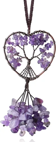 Miniatura 12 de MAIBAOTA Adorno colgante de cristal redondo negro obsidiana decoración árbol de la vida espiritual habitación decoración de pared lindo coche espejo
