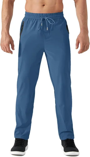 Miniatura 3 de TACVASEN Pantalones de senderismo ligeros para hombre, de secado rápido, con cordón, bolsillos con cremallera