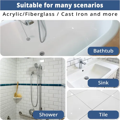 Miniatura 5 de DWIL Kit de pintura para bañera, bañera y azulejos con herramientas, pintura blanca para bañera a base de agua y bajo olor, fácil de usar para Blanco