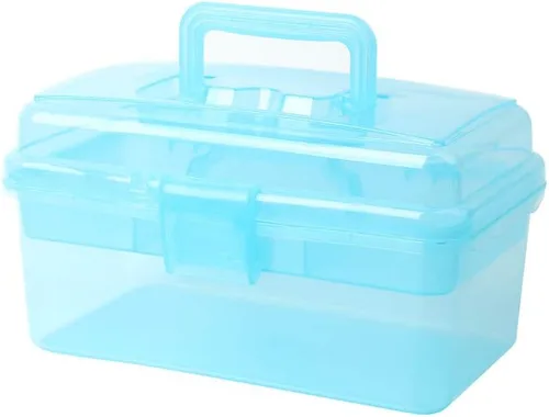 Miniatura 8 de Caja de almacenamiento de plástico multiusos con asa y cerradura de pestillo, gris transparente Transparente/Gris