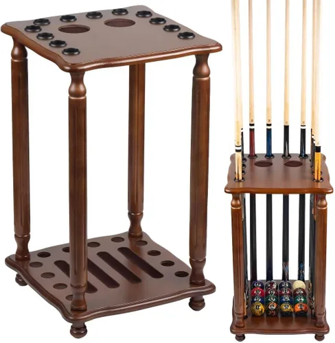 Miniatura 6 de Collapsar Soporte de piso para palo de piscina, soporte para taco de billar y accesorios de billar, soporte de esquina de madera maciza para tacos