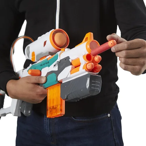 Miniatura 11 de Nerf Modulus Tri-Strike Blaster, Cañón Mega, Lanzacohetes, Cargador, 1 Cohete, Juegos al Aire Libre para Niños (Exclusivo de Amazon)